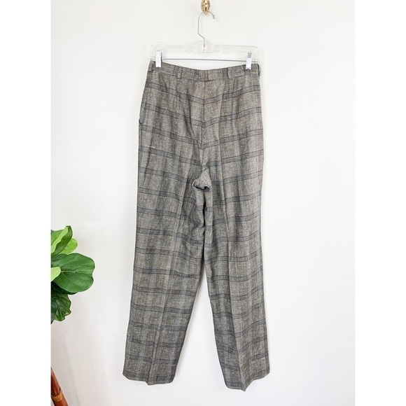 VTG Giorgio Sant’ Angelo Linen Blend Plaid High Waisted Trousers Sz 10 - Picture 2 of 8